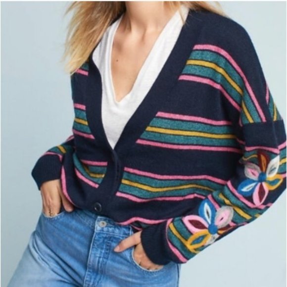Anthropologie Sweaters - Moth Women’s Felted Posey Striped Cardigan XS